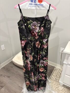 Betsy & Adam Floral Print Lace Sleeveless Dress